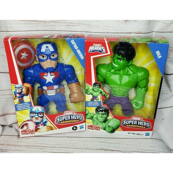 Marvel Super Hero Adventures Mega Mighties Captain America & Hulk Bundle - Picture 1 of 12